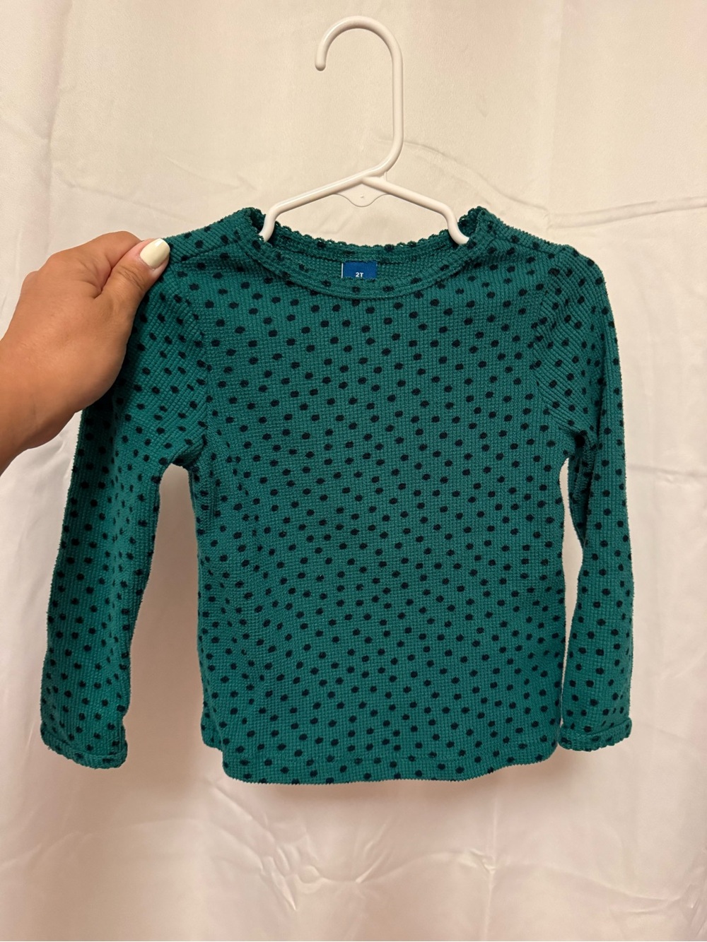 Old Navy Teal Long-Sleeve Dot Top